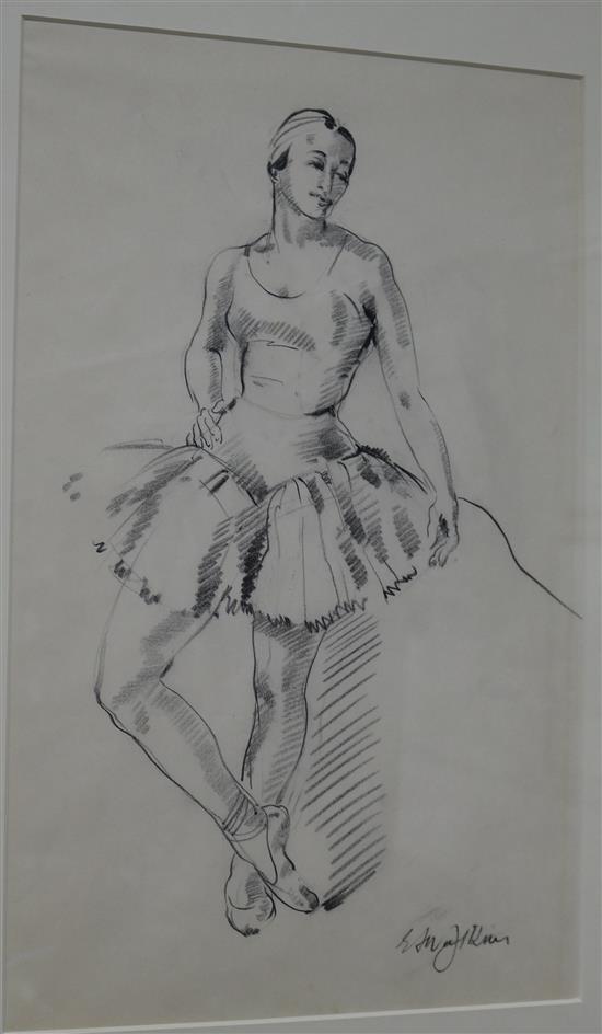 Elizabeth Watkins (Nee Betty E Henderson in UK), moved to South Africa, pencil ballet dancer, signed, 40 x 25cm